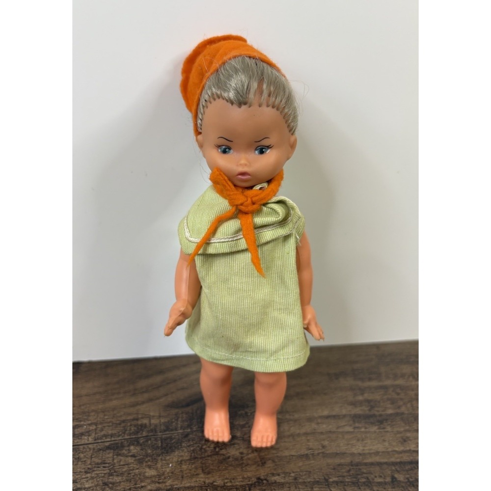 Vintage Made In France Plastic 8" Doll Dress Head Wrap French Orange
